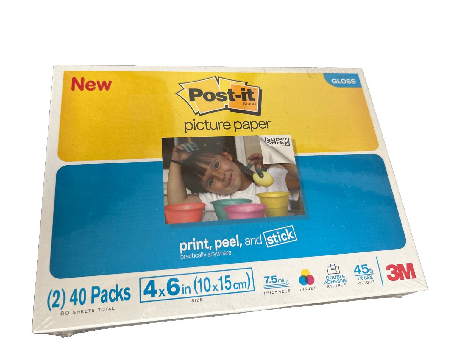 NEW Post-It Brand Picture Paper Semi Gloss 2 x 40 Packs 4x6 in.  7.5 mil Ink Jet
