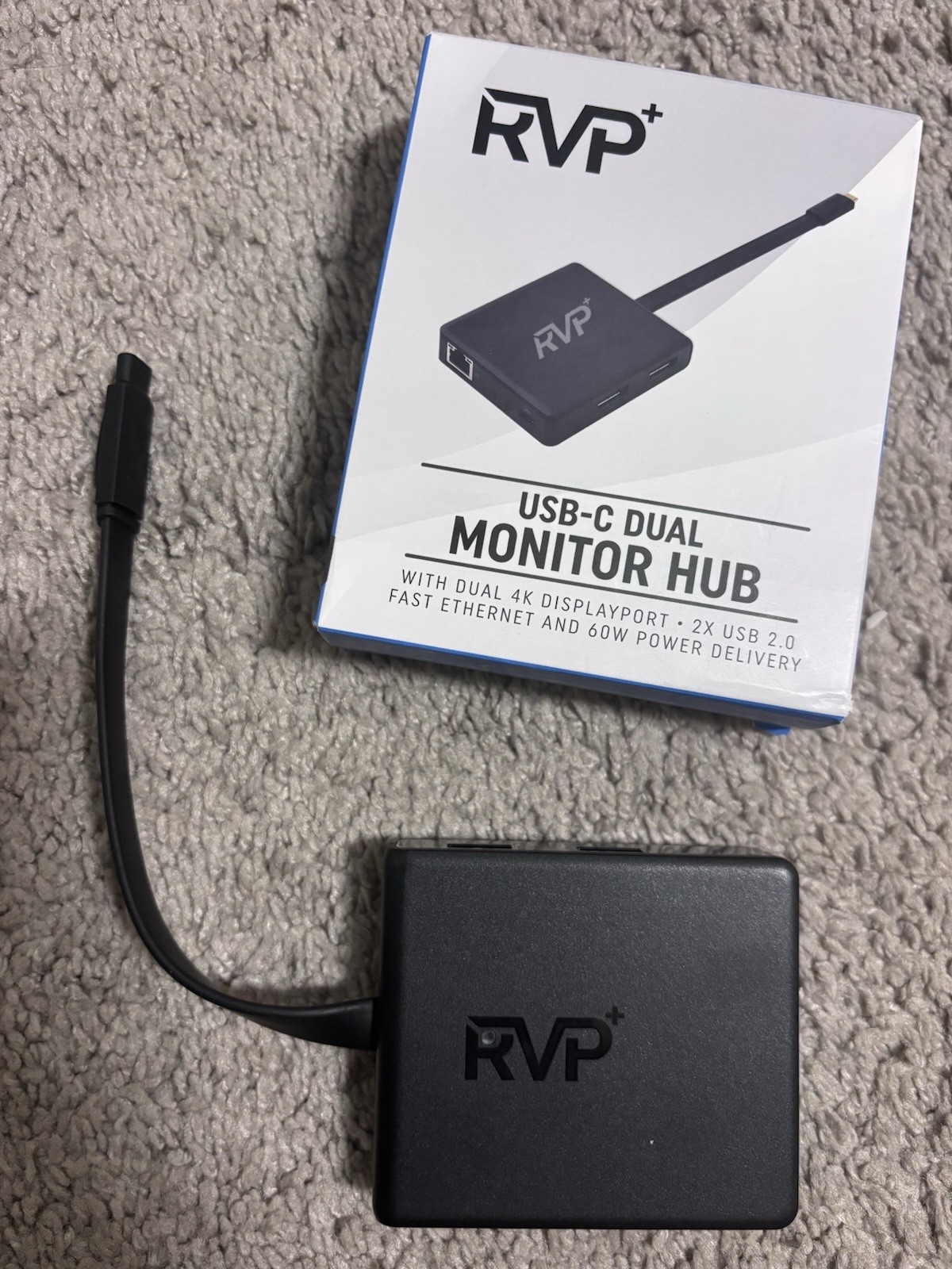 RVP+ Genuine USB-C Dual Monitor Hub 4K Displayport 2X USB 2.0 60W Power Delivery