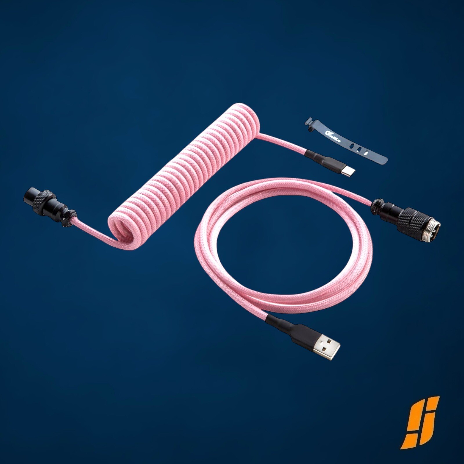 Premium Quality Braided USB Coiled Cable for Keyboard, Pink