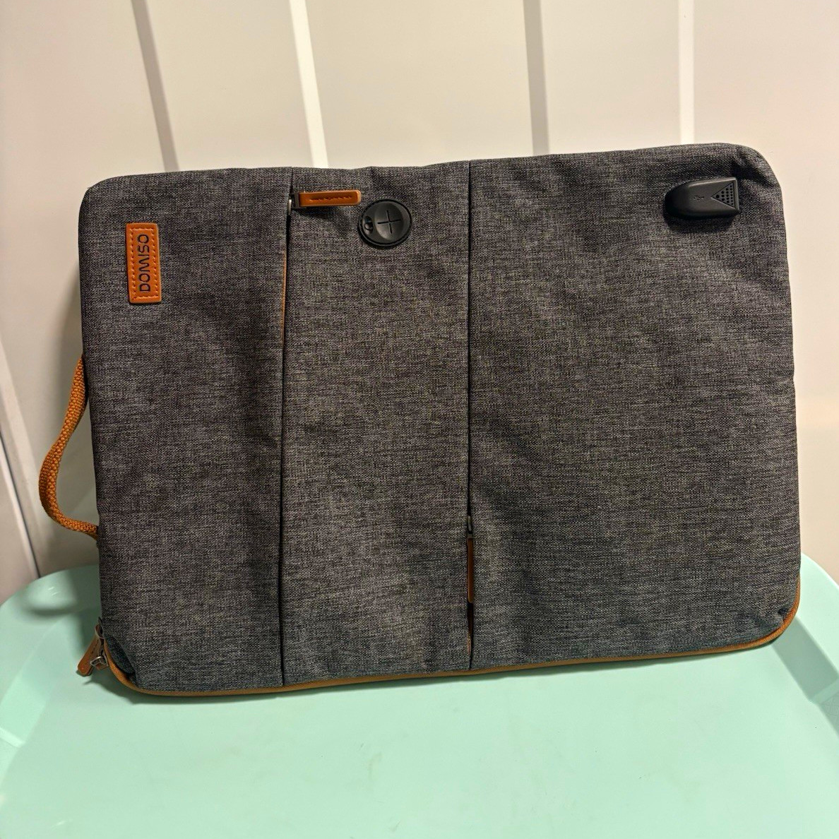 DOMISO 15 in Padded Fabric Laptop Sleeve Case, Solid Gray/Brown Universal