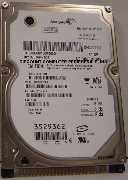 New ST960821A Seagate 60GB IDE 44PIN 2.5" 9.5MM Hard Drive NOS USA Seller