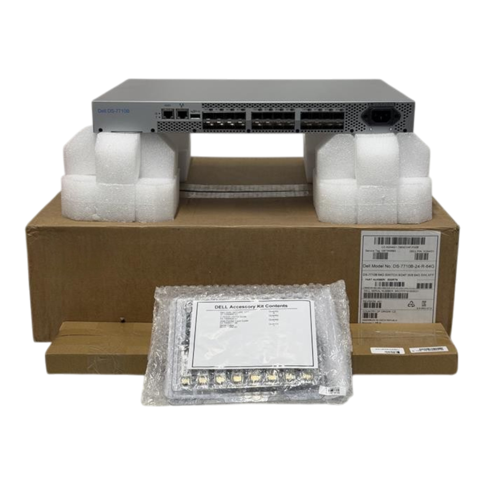 New Dell Brocade G710 DS-7710B 24x64G SFP+ Port 8-Active G7 FC Switch 8x64GB SFP