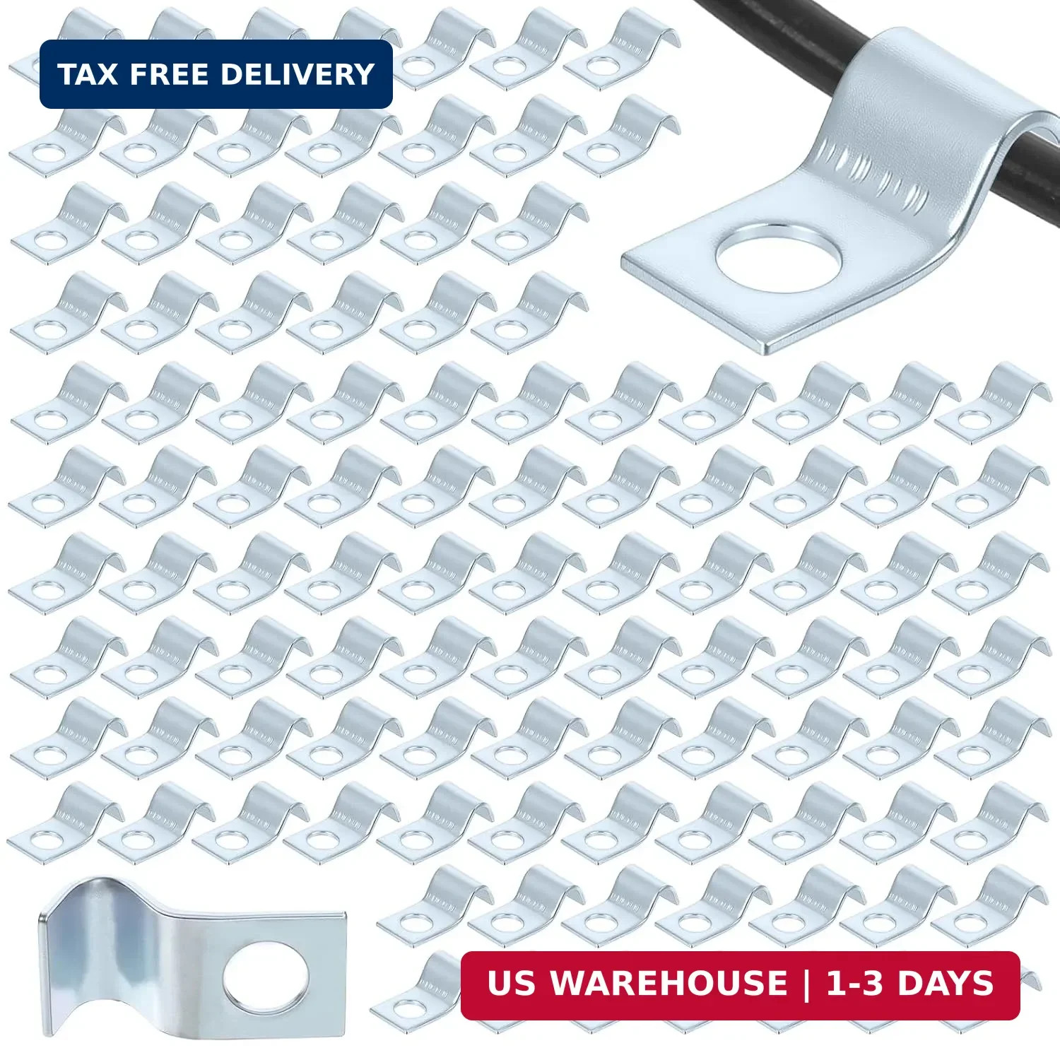 100 Pcs Outdoor Cable Clips, 1/4 Inch Cord Clips Stainless Steel Conduit Clamp Z