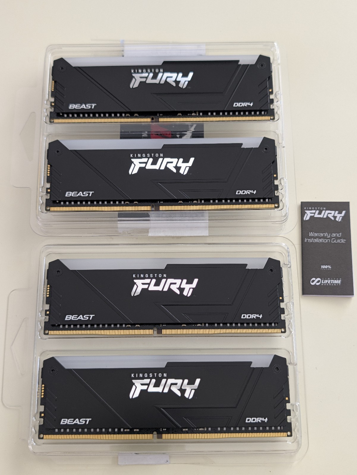 Kingston FURY Beast RGB DDR4-3600 128GB 4x32GB RAM PC Memory KF432C18BBAK4/128