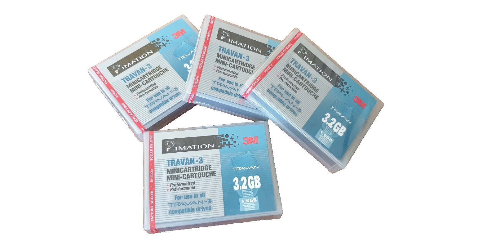 4 x IMATION 3M TRAVAN-3 1.6/3.2 GB Data Cartridge Data Tape Mini Cartridge