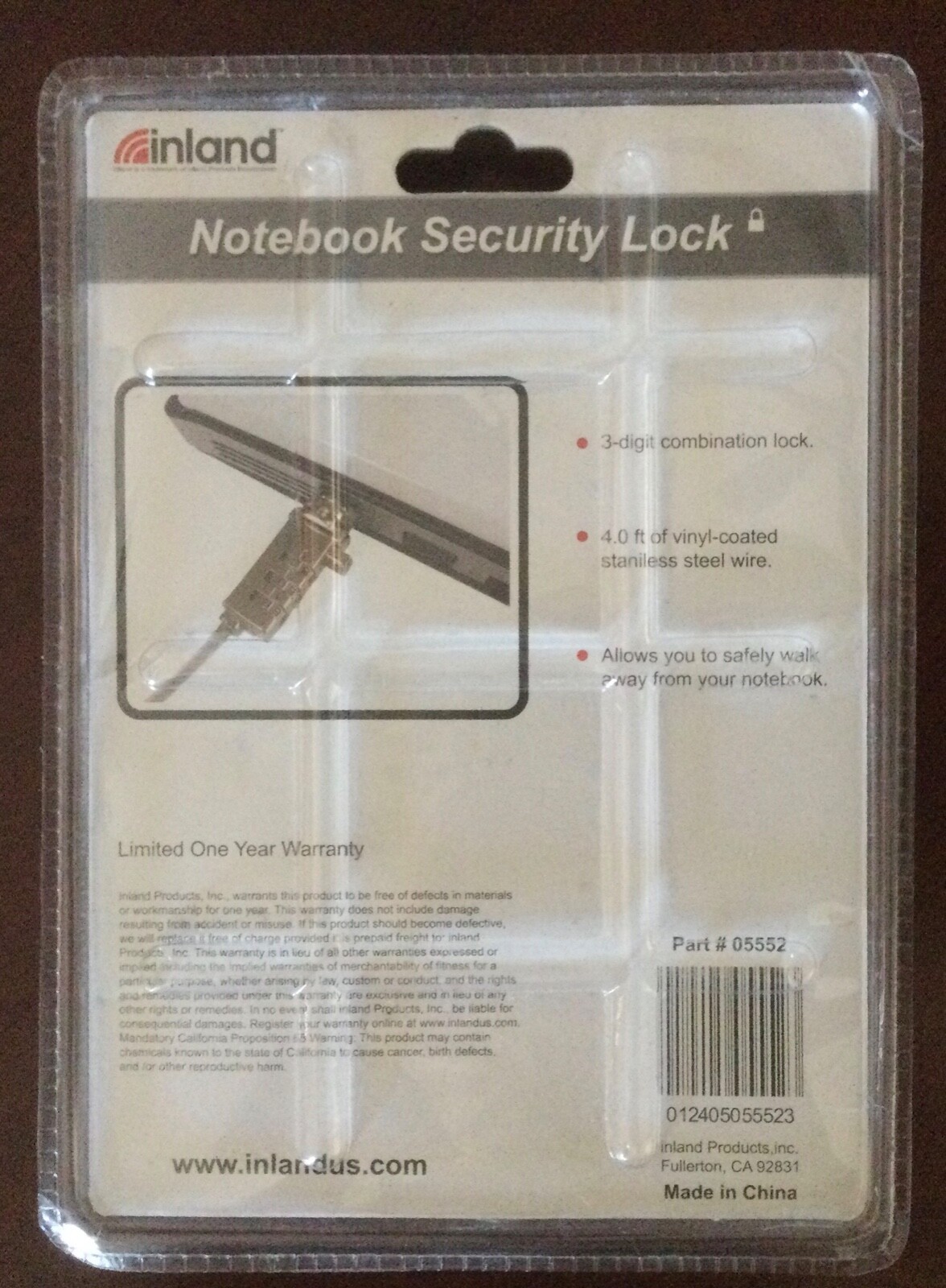 Genuine Inland Notebook Security Lock