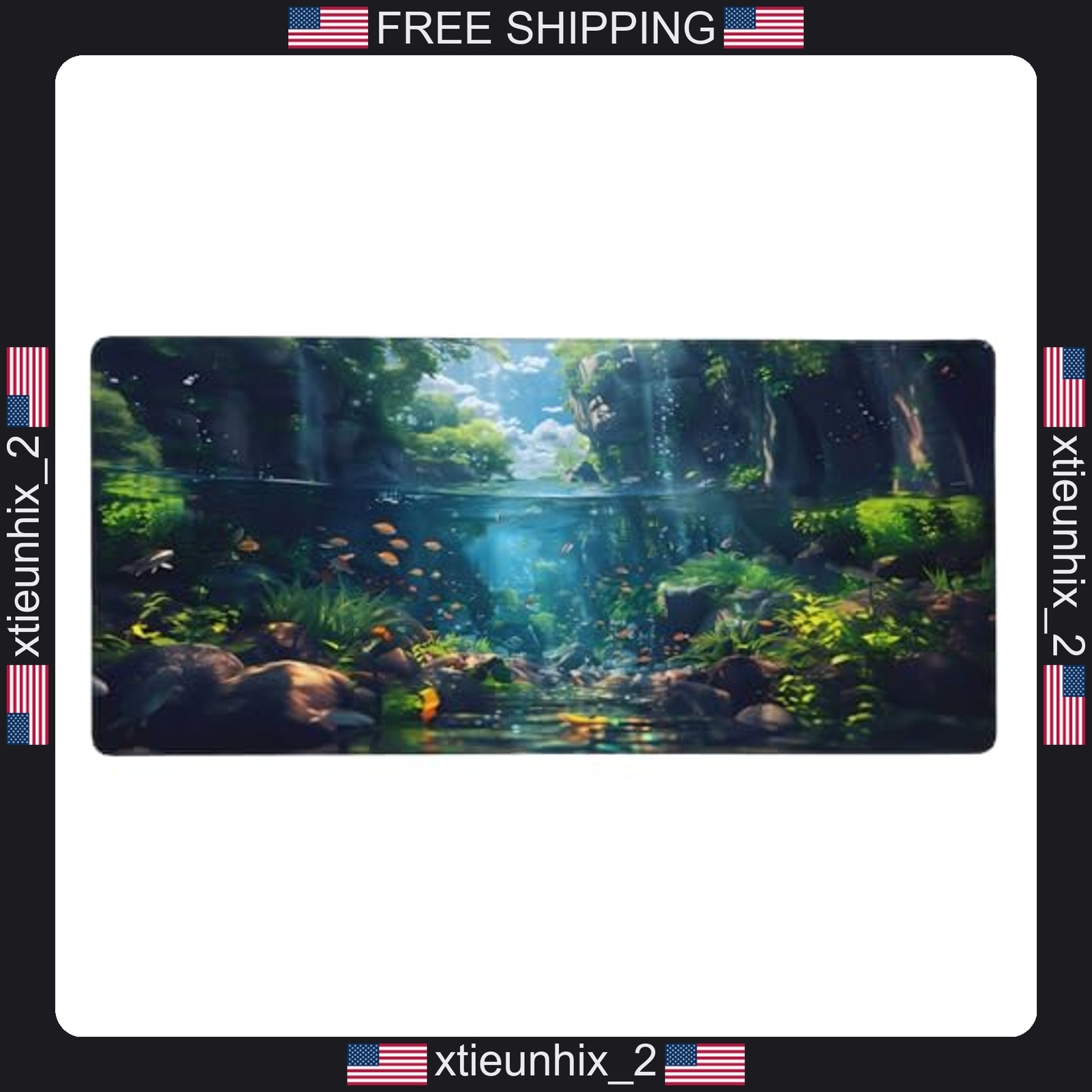 Large Ocean Landscape Gaming Mouse Pad 35.4x15.7 inch Waterproof Desk Mat