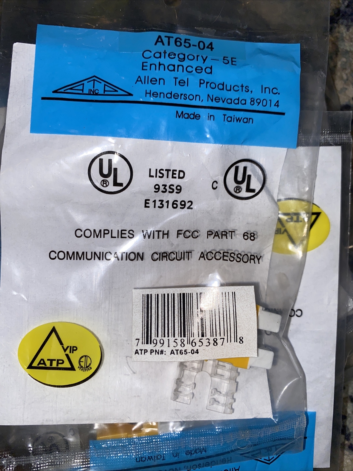 17 NEW Allen Tel AT65-04 Cat5e Jack Module Yellow 1 Port T568-A/B