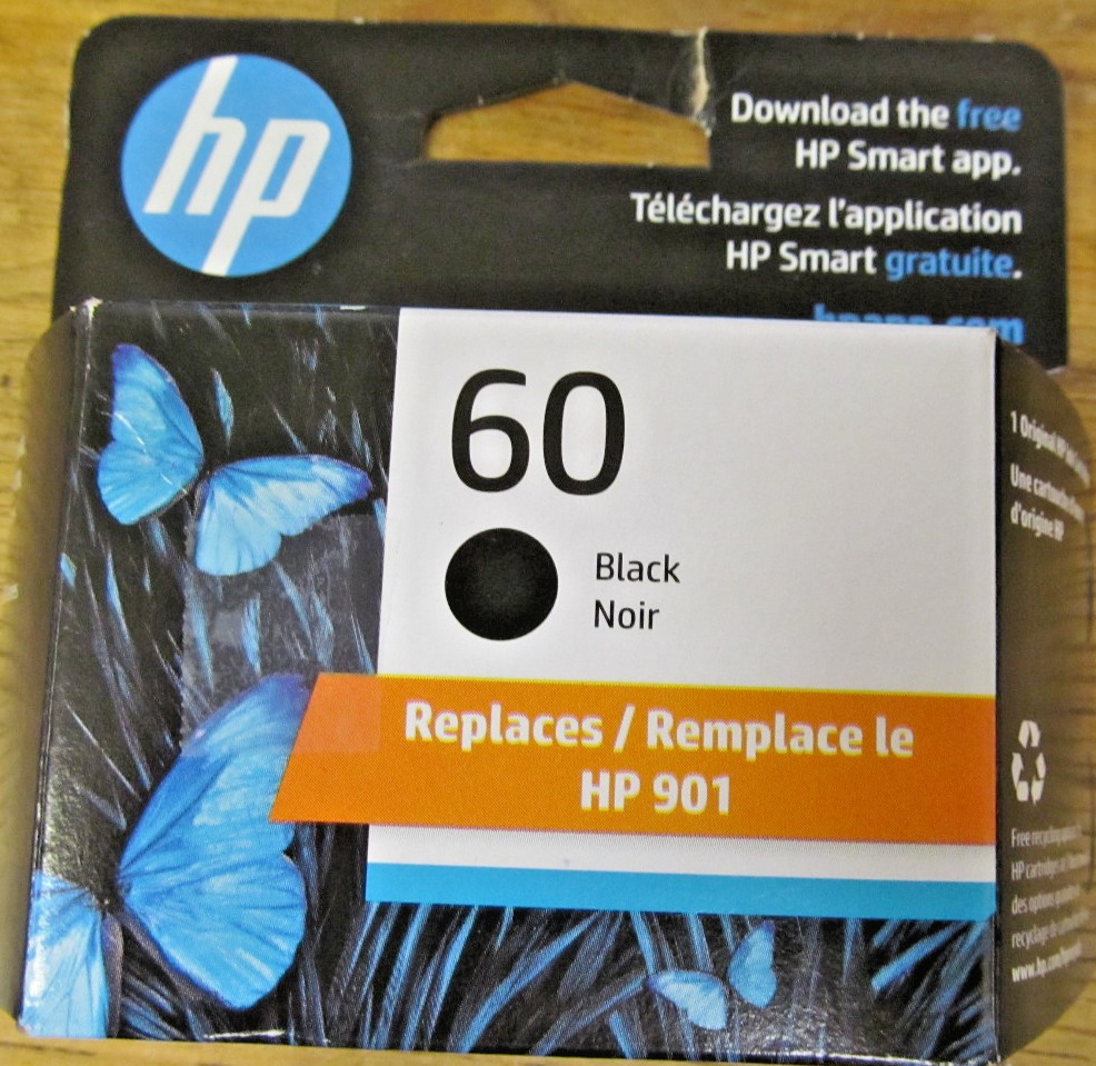 NEW FACTORY SEALED HP 60 BLACK INK CARTRIDGE EXP JUL 2027 