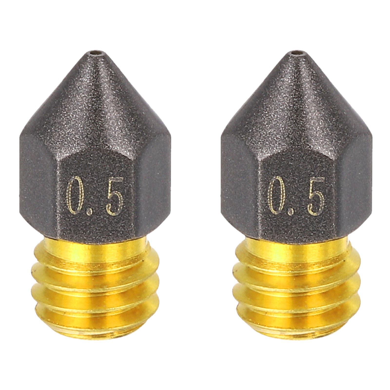 2 Pcs 0.5mm MK8 Brass PTFE Nozzles,  M6 Thread 3D Printer Nozzle Accessories