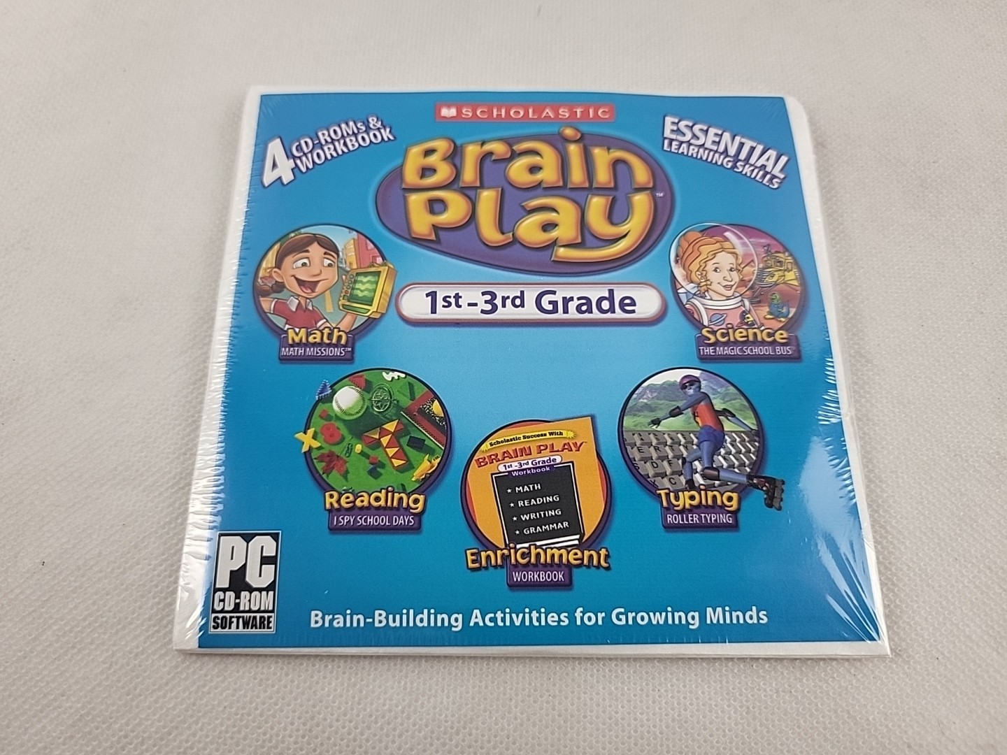 Brain Play 1st-3rd Grade 4 Disc PC CD-Rom Set Discs Only Brand New Sealed 