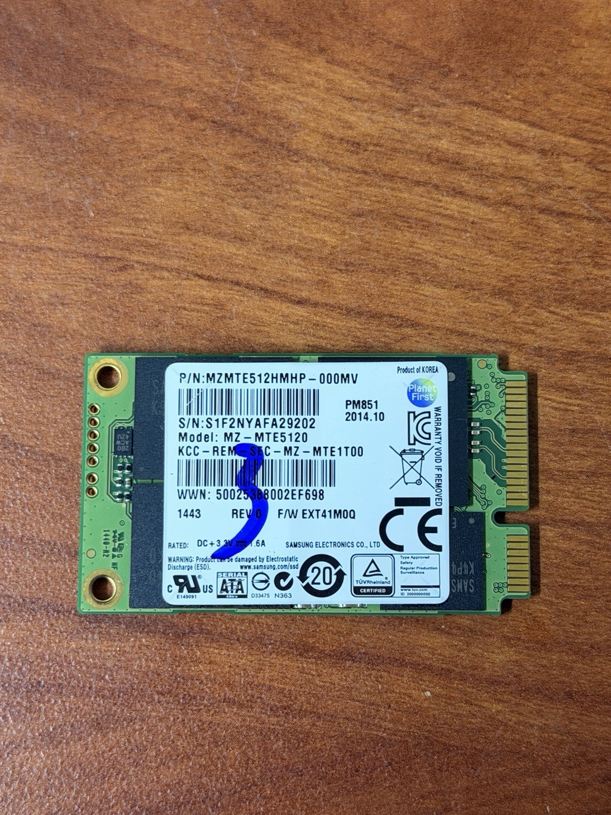 Samsung 512GB mSATA SSD PM851 SATA Laptop Drive Used