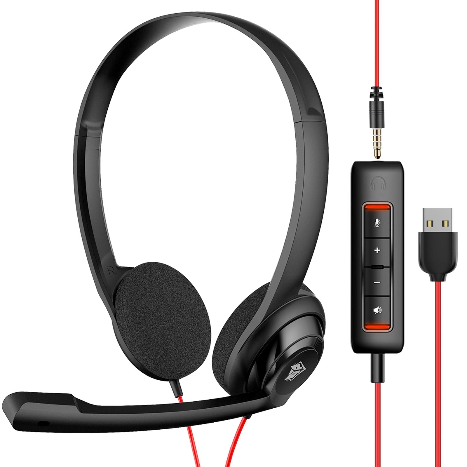 NUBWO HW02 USB Computer Headset with Clear Chat Microphone, 1 Pack, Black 
