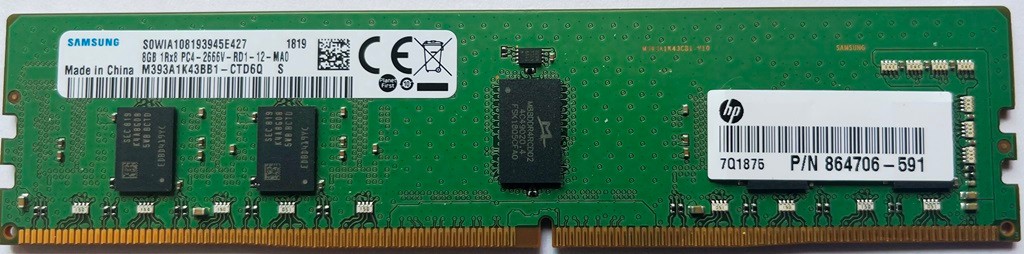 *NEW* HP P/N 864706-591 Samsung M393A1K43BB1 8GB 1Rx8 DDR4 PC4-2666 ECC REG DIMM