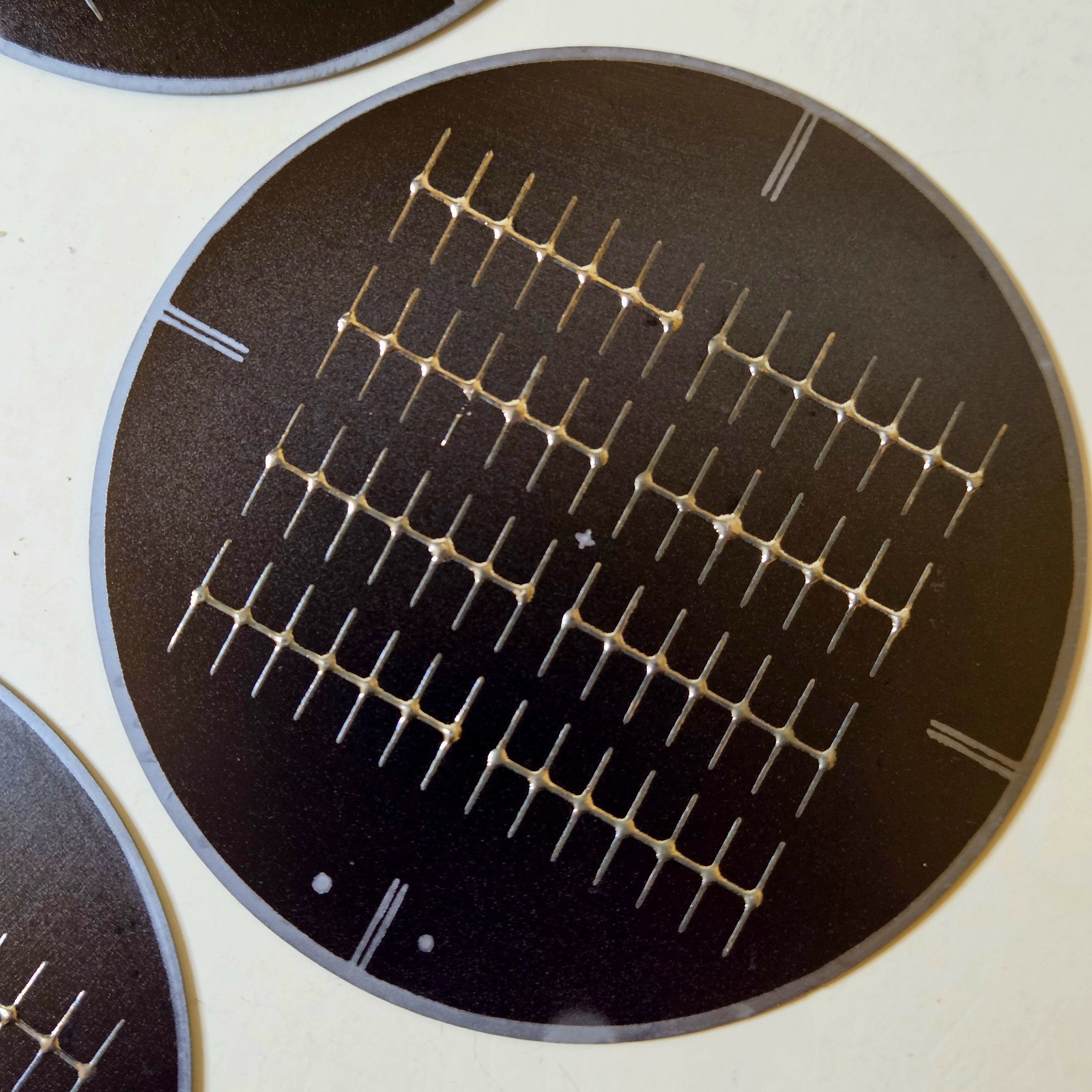 Vintage 1970s Monsanto Silicon Solar Cell Wafer Slice Matrix Grid with Paperwork