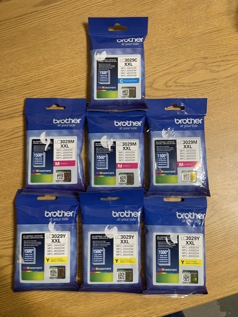 NEW (7) BROTHER LC3029 XXL LC3029Y LC3029M LC3029C INK CARTRIDGES GENUINE SEALED