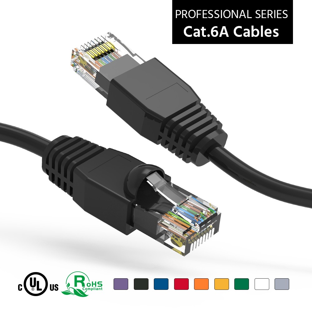 15 Pack of 20Ft CAT6A UTP Ethernet Network Booted Cable Black