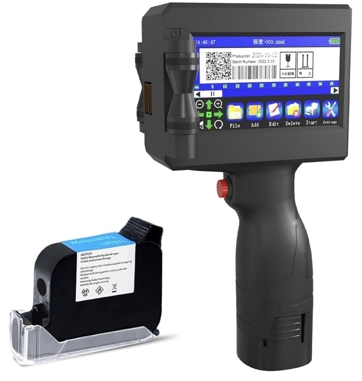 Handheld Inkjet Printer 4.3" Touchscreen QRCode Barcode Date Printer | Portable 