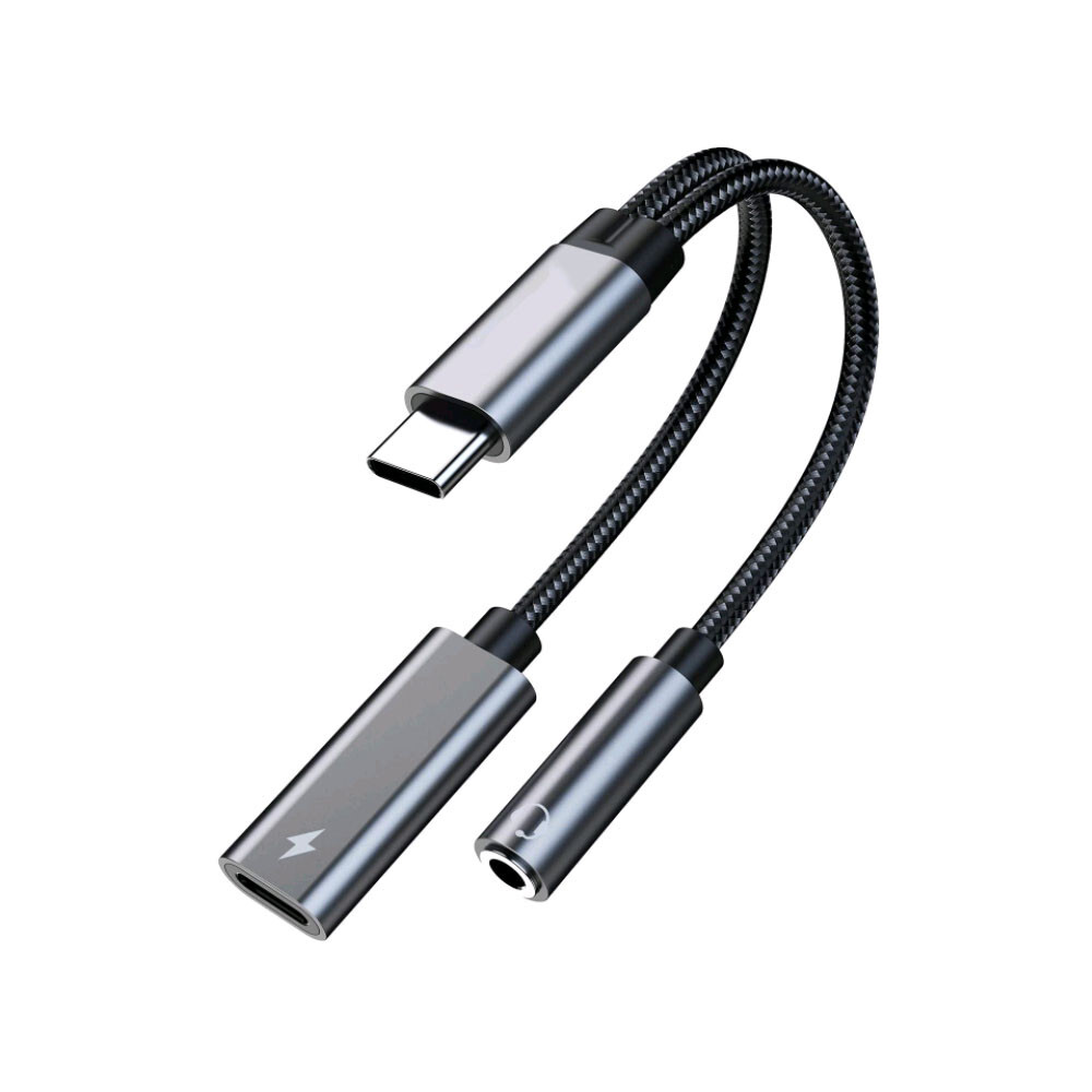 navor 2-in-1 USB C to 3.5mm Audio Jack Adapter and Charging Dongle Cable