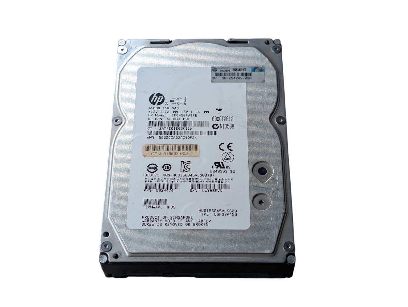 HP 450GB 15K 533871-002 3.5" SAS Server 6Gb/s Hard Drive EF0450FATFE