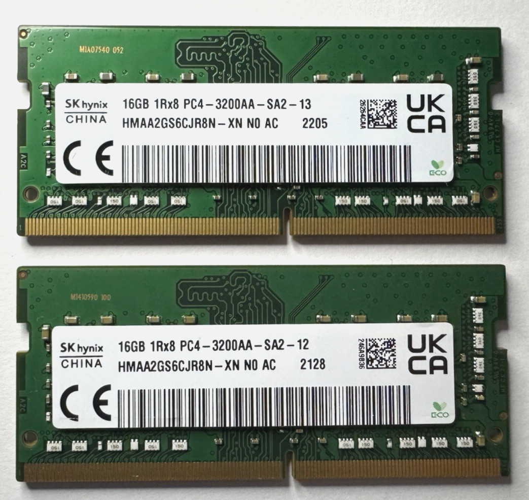 SK Hynix 32GB (2x16GB) DDR4 3200MHz SODIMM Laptop RAM Memory