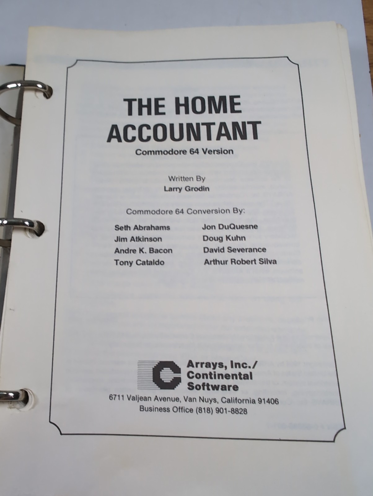 The Home Accountant Commodore 64, Continental Software Dec 1985, 10th Printing