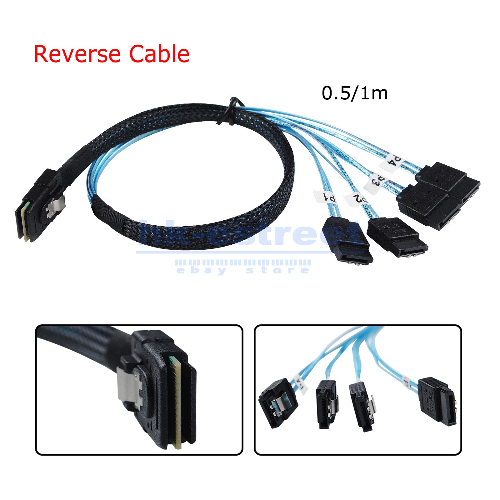 Lot 1-10PCS Internal Mini SAS SFF-8087 To 4x Straight Reverse SATA Fanout Cable