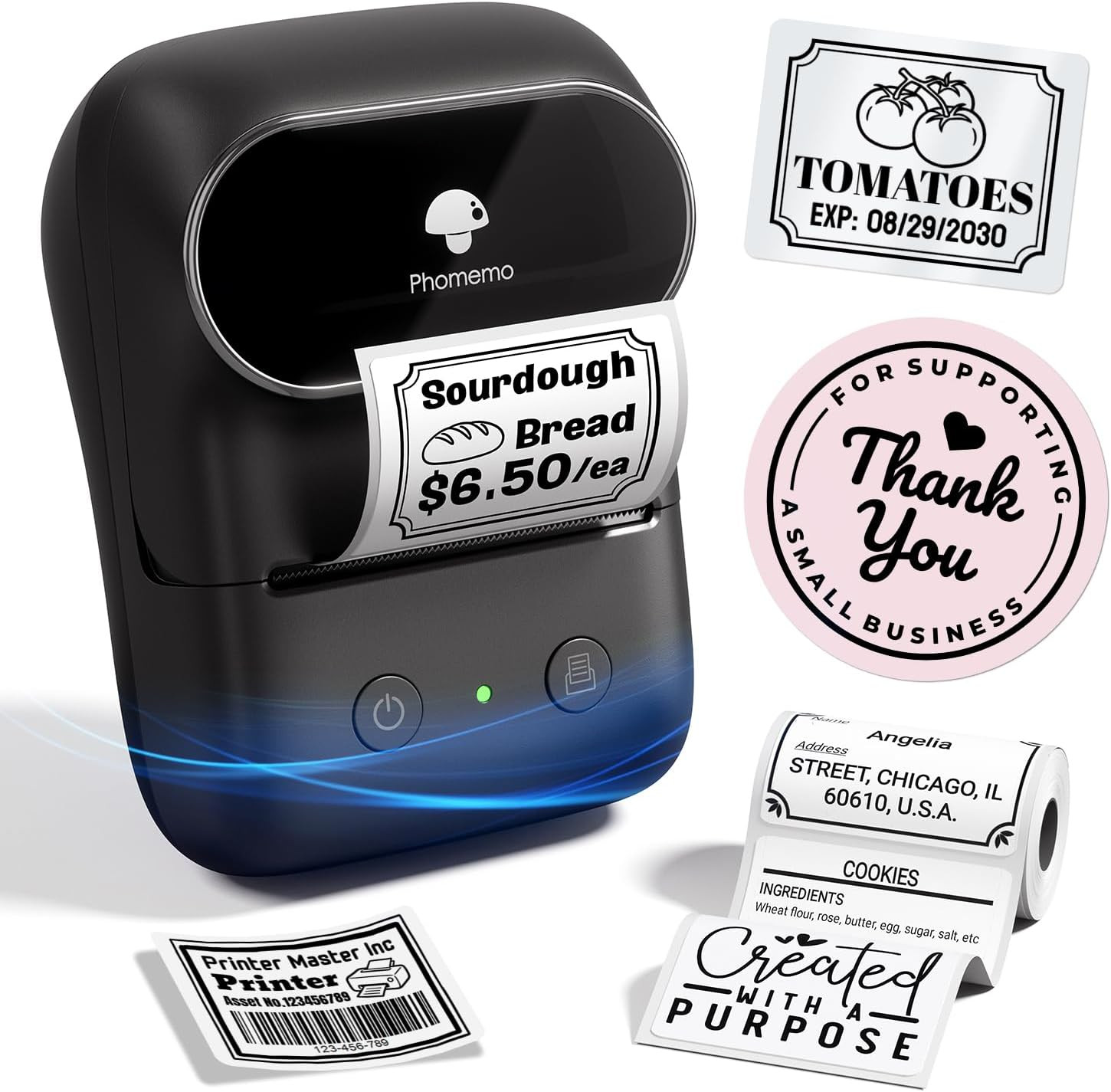 M108 Bluetooth Label Maker Machine, 2 Inch Portable Thermal Printer