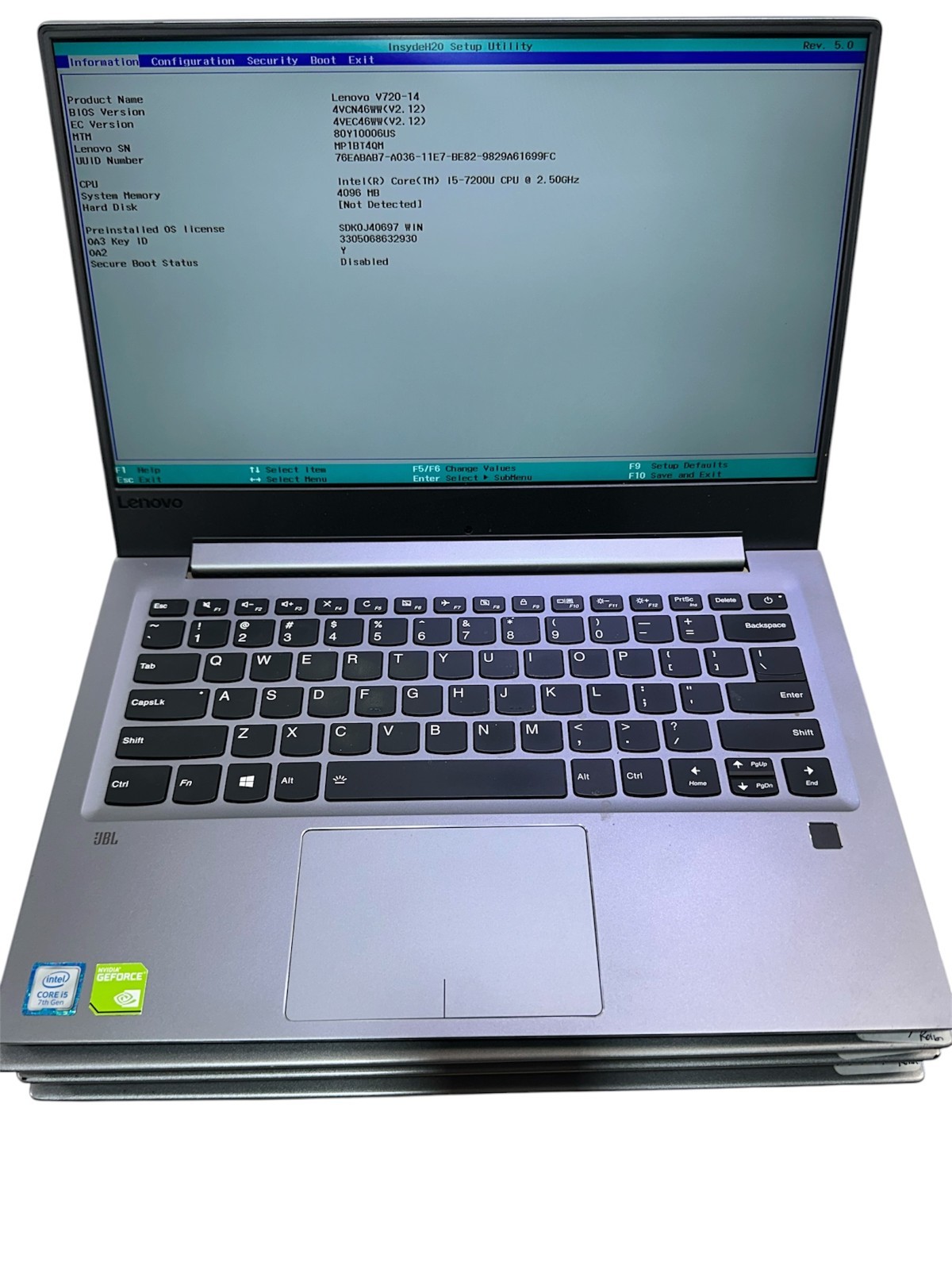 LOT OF 4:  LENOVO V720 V720-14 INTEL i5-7200U @ 2.50GHz - NO RAM SSD AC OS USED