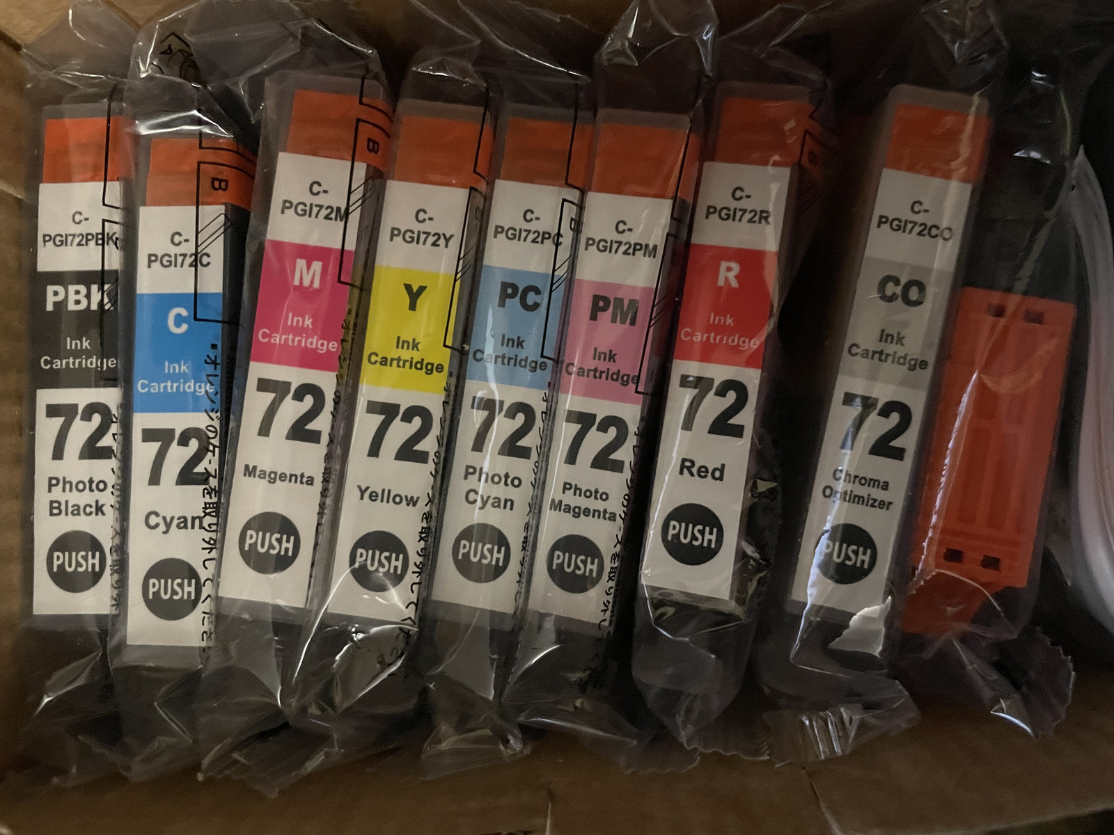 Cannon Compatible  Ink Cartridges Set of 10, Nine still sealed gray is opened. 