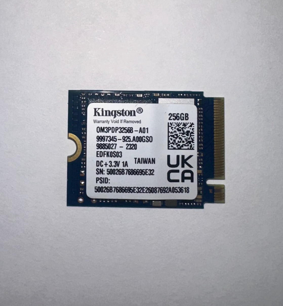 Kingston 256GB 2230 NVME Single Notch Pulled From Brand New Steam Deck