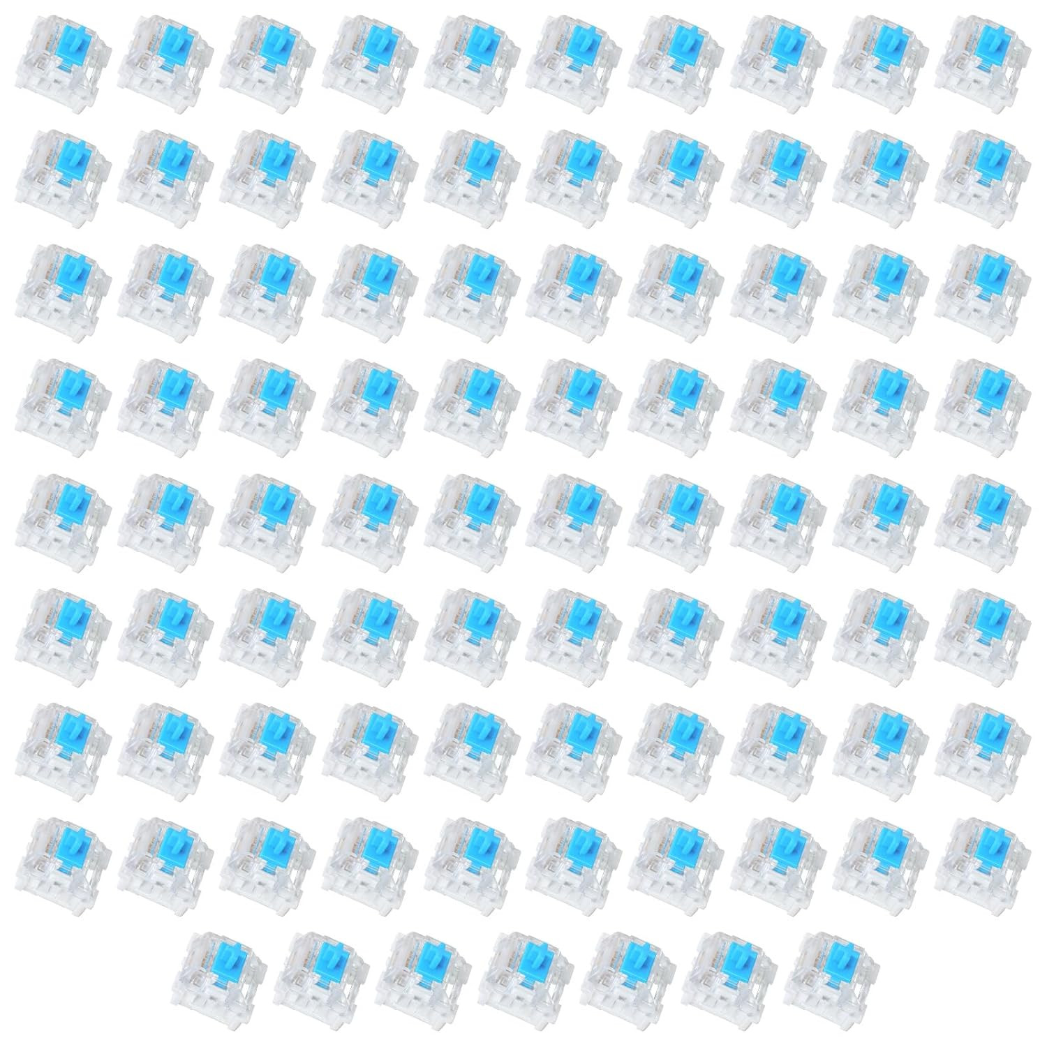 87 Pieces Blue Mechanical Keyboard Switches, 3 Pin Pre-Lubricated Clicky Key Swi
