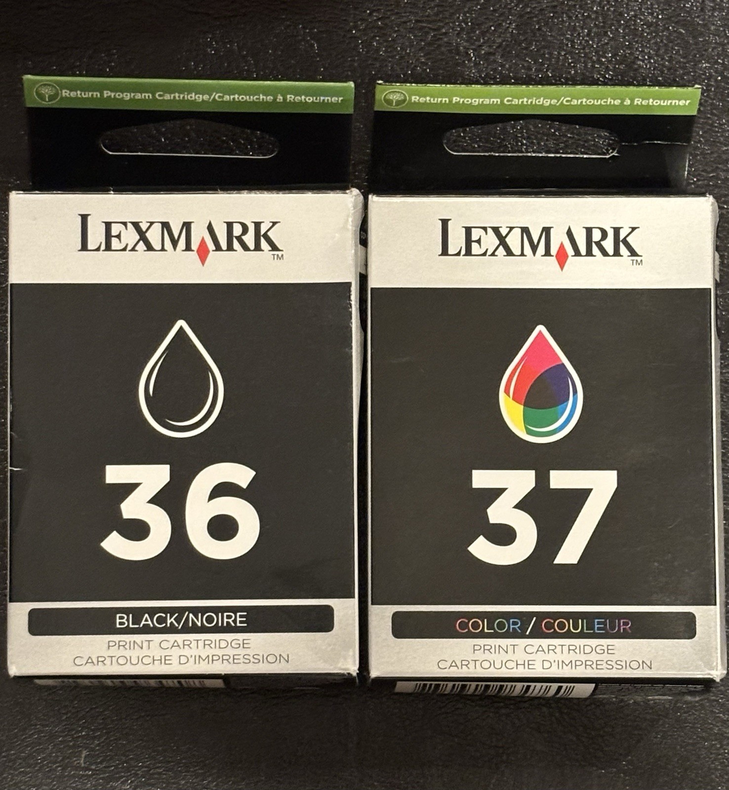 New Genuine Lexmark 36 Black and 37 Color Ink Cartridges