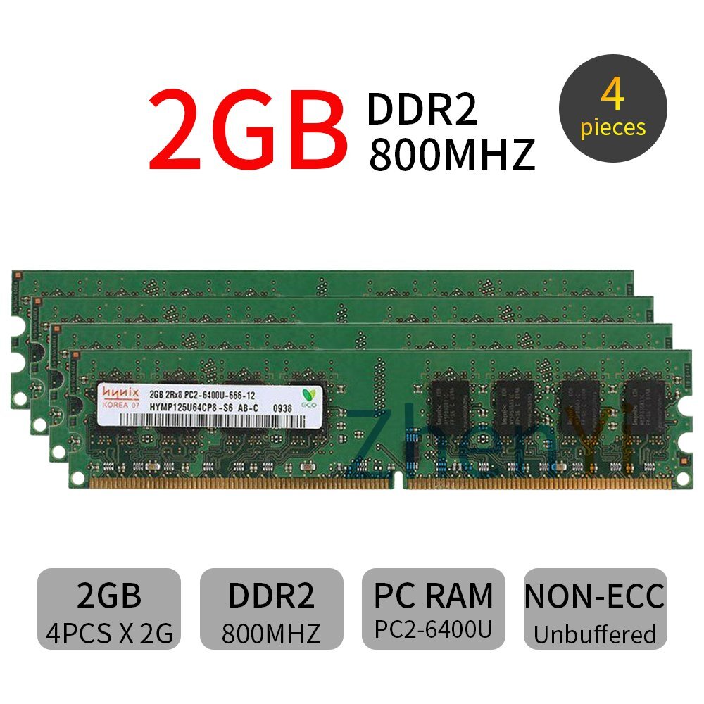 Hynix 8GB kit  8G 4x 2GB PC2-6400U DDR2 800MHz 2Rx8 RAM DIMM Desktop Memory RAM