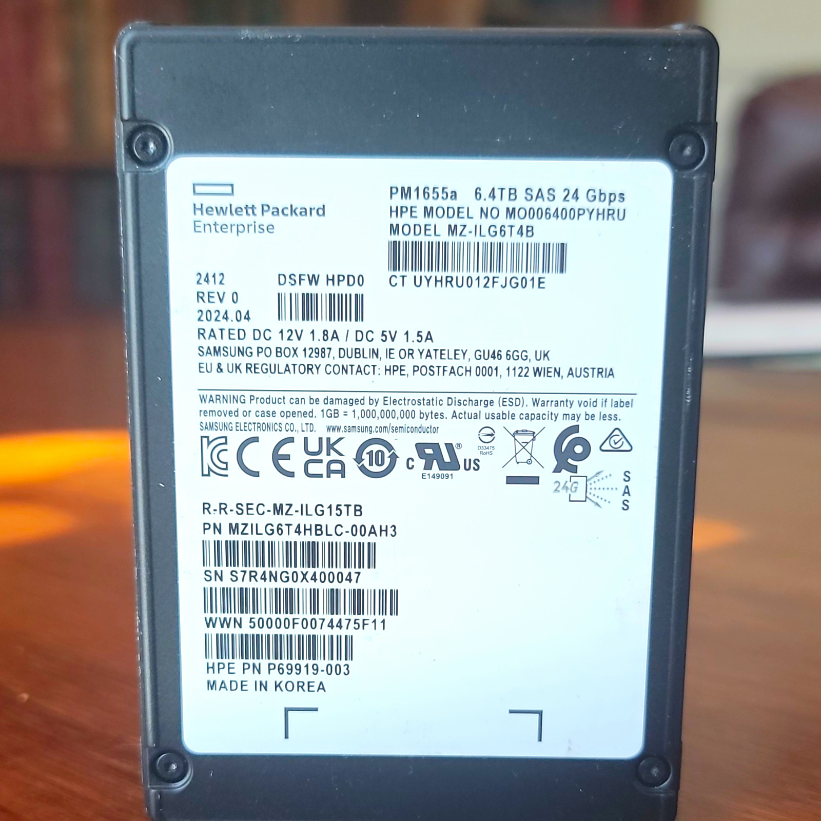HPE PM1655a 6.4TB SAS 24Gb 24Gbps SSD MO006406400GPYHRU Unlocked New Open Box