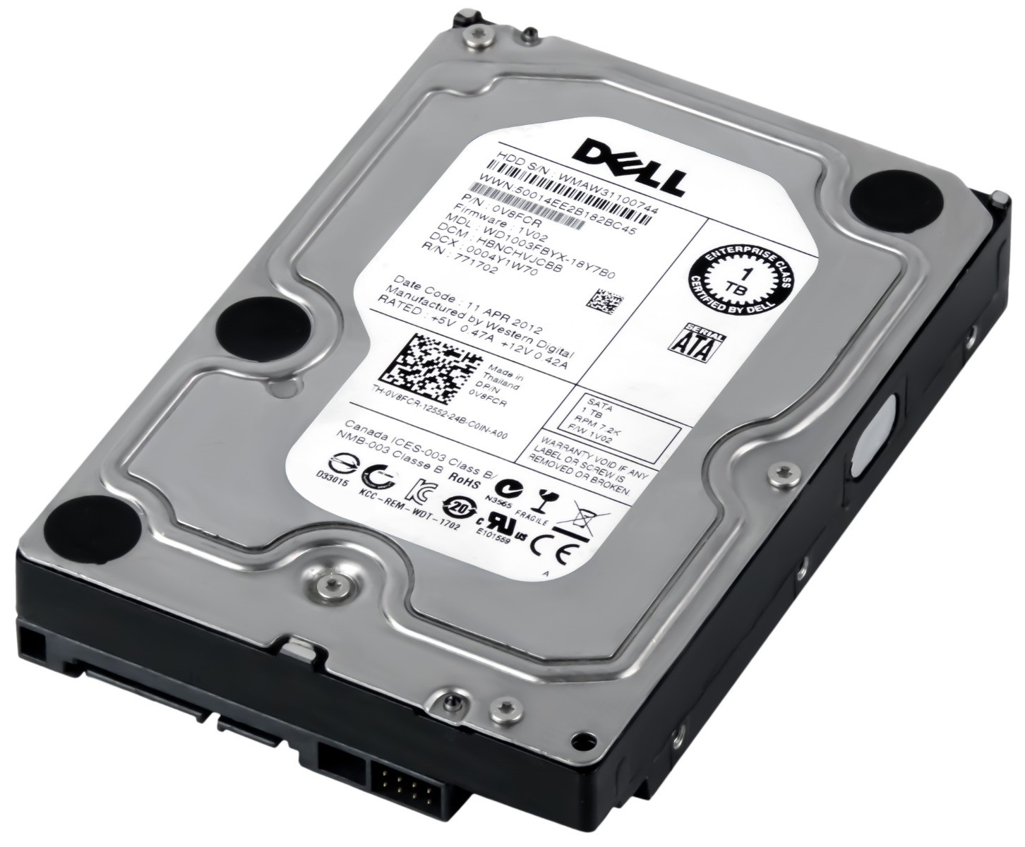 HARD DRIVE DELL 0V8FCR WD1003FBYX 1TB 7.2K 64MB SATA II 3.5'' 