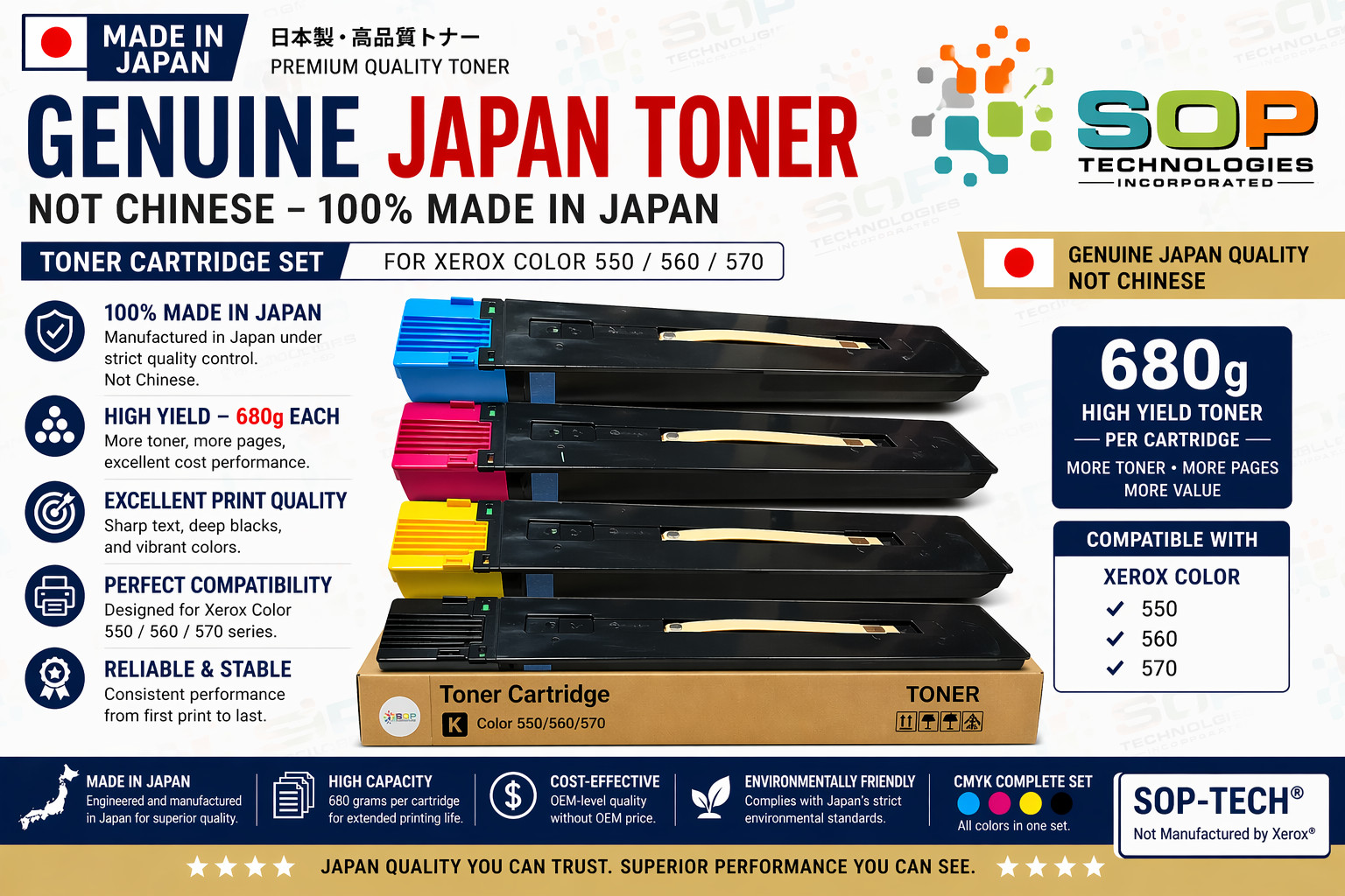 4 Pack Japan Replacement Toner for Xerox Color 550 570 Digital (JAPAN  Powder)