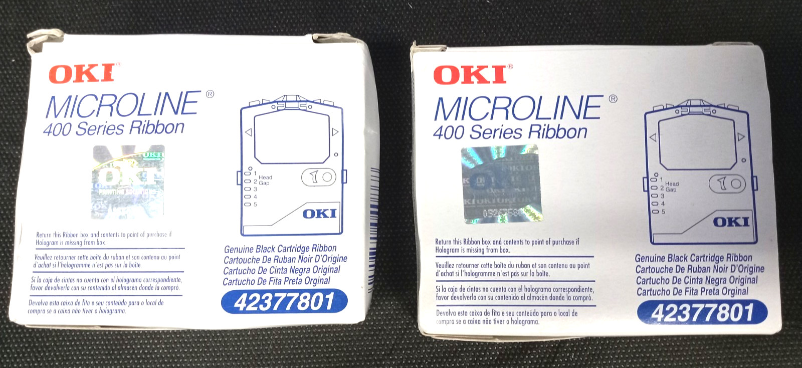 2X, NEW sealed GENUINE OKI Microline 400 Series Ribbon 42377801 Black Ribbon