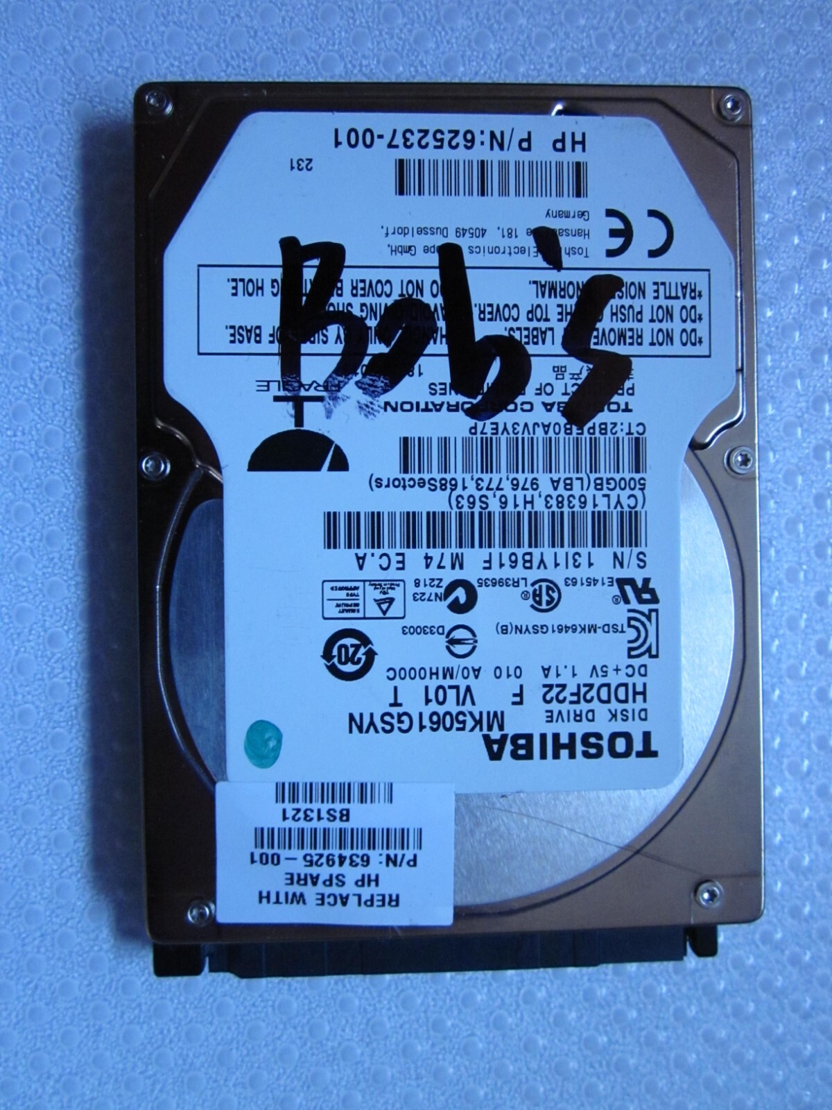 Toshiba HDD2F22 500GB Internal 7200RPM 2.5" (MK5061GSYN) HDD Hard Drive