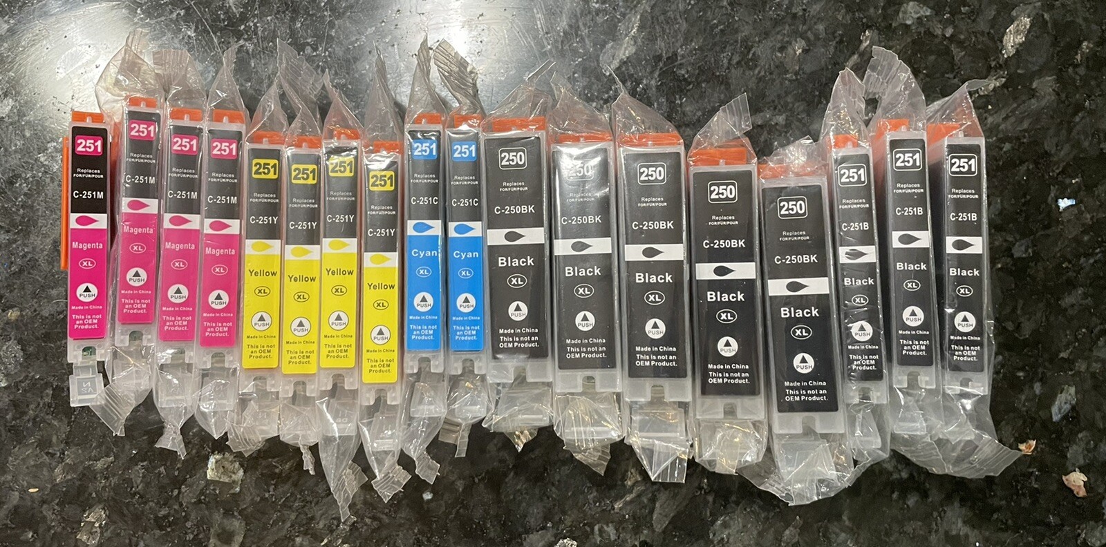 NEW C250XL C251XL Ink For Canon Pixma MG5420/5620/6320 Lot Of 18 Black Cyan