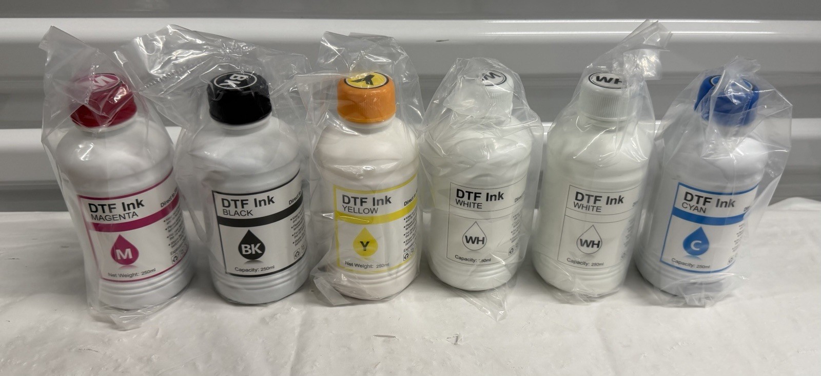 DTF Ink 6x250ml CMYK + 2 White for Epson DTF Printer Heat Transfer Ink