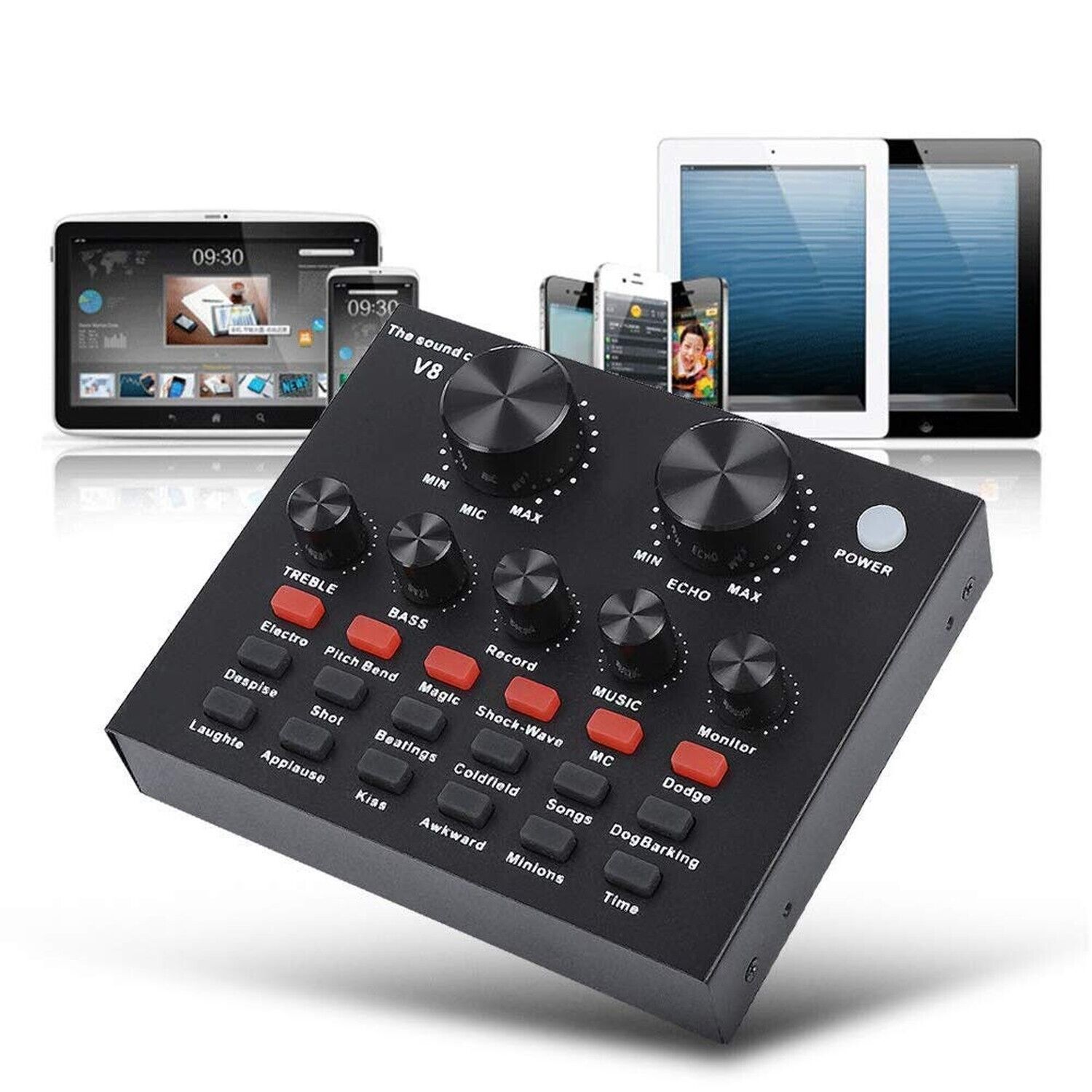 V8-Live Sound Card, USB External V8 Karaoke Recording Mobile Audio Mixer, Aud...