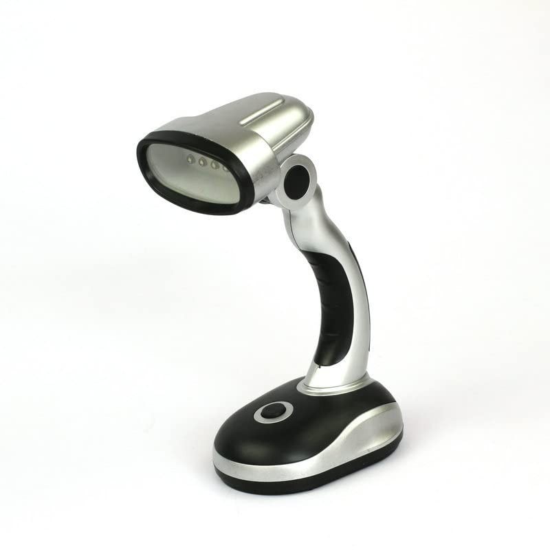 Ragyzity Led Desk Lamp, 12 LED Portable Battery-Powered Table black silver