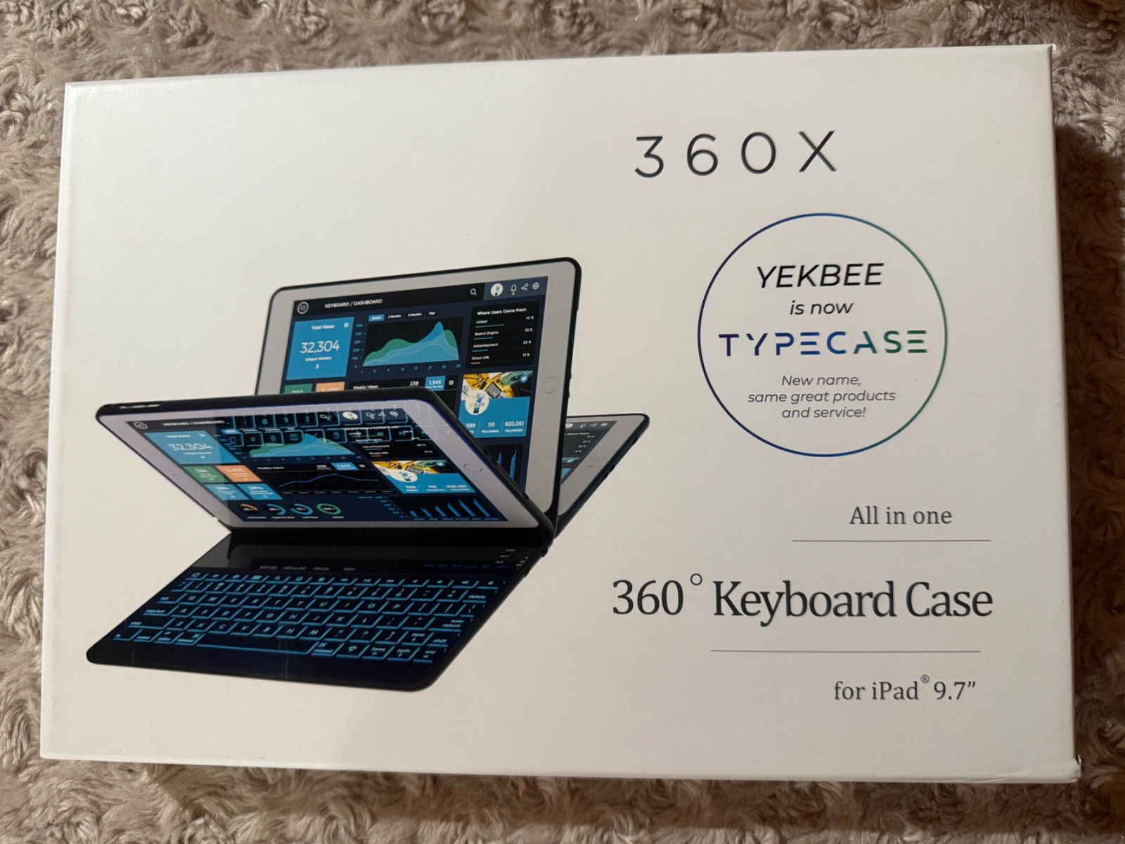 TYPECASE Yekbee 360X All In One 360 Degree Keyboard Case iPad 9.7" Purple