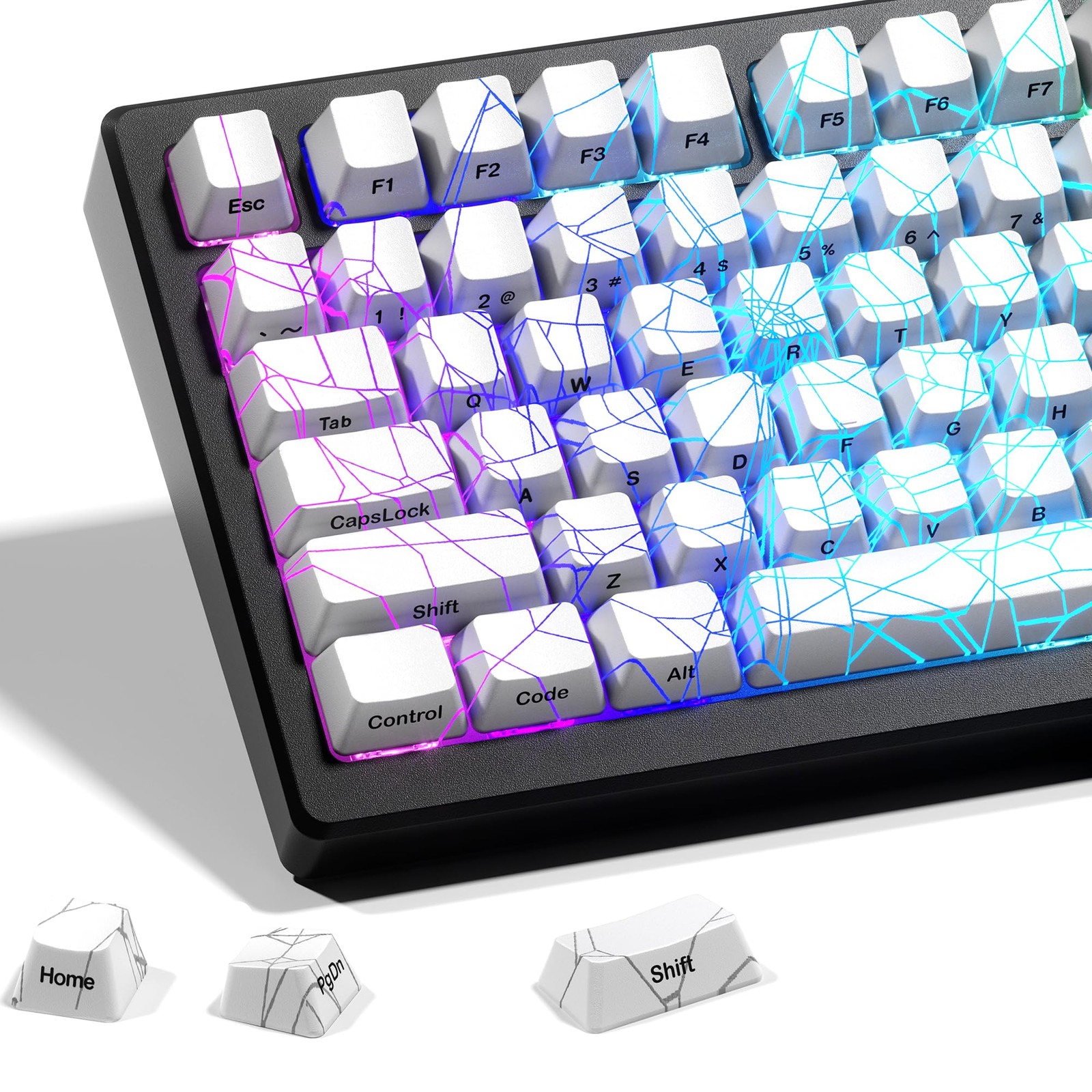 1 Set White Shine Through Double Shot PBT Spider Web Keycaps Custom OEM