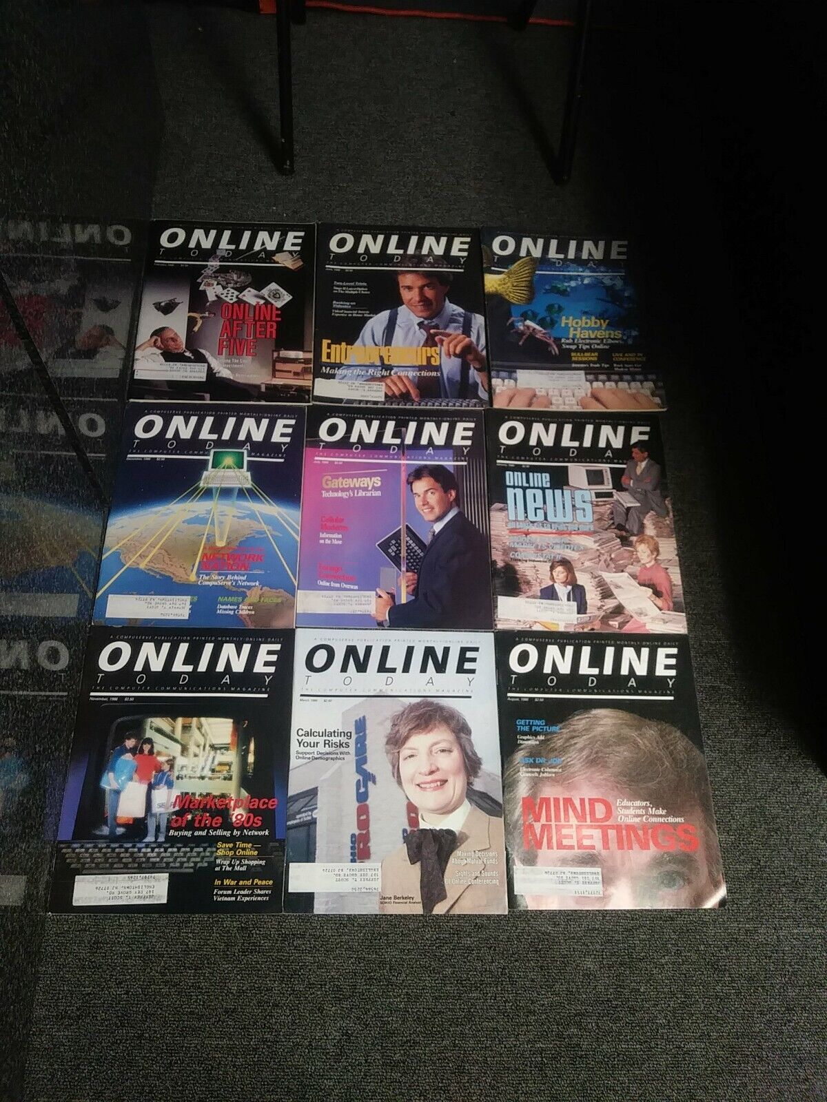 Lot/ Bundle Of 9 Online Today Magazines from 1986 