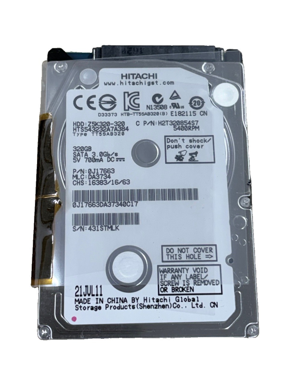 Hitachi HTS543232A7A384 2.5" 320GB SATA HDD Hard Drive Z5K320-320 Tested 