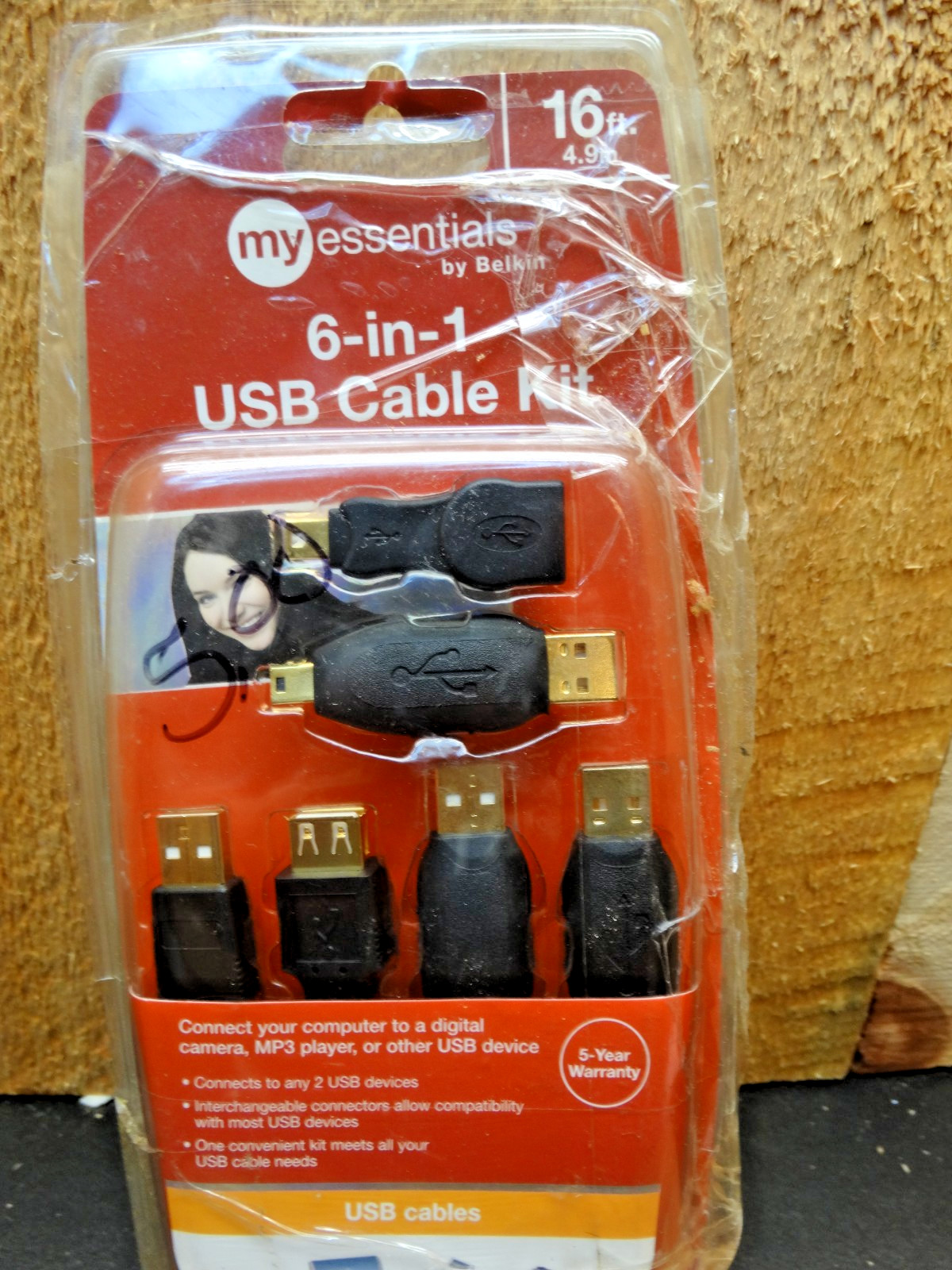 Belkin My Essentials 6-In-1 USB Cable Kit with 16 Foot USB Cable - NOS