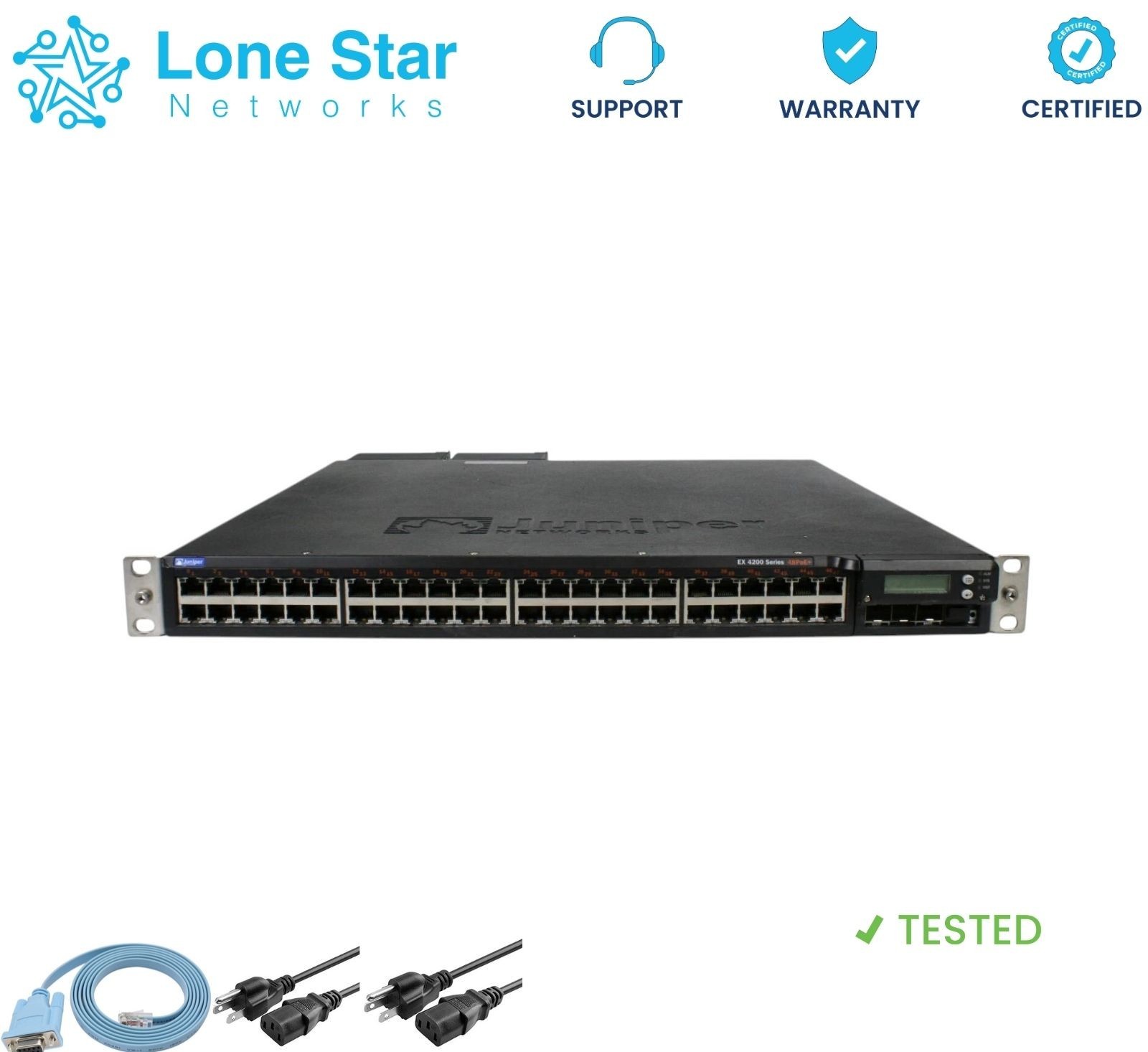 Juniper EX4200-48PX Gigabit PoE+ Ethernet Network Switch 2x 930W AC