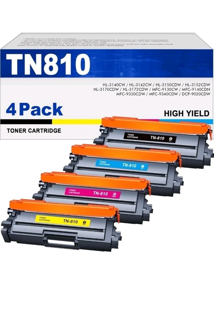 TN810 TN-810 Toner Cartridge 4 Pack High Yield Replacement for Brother Open Box